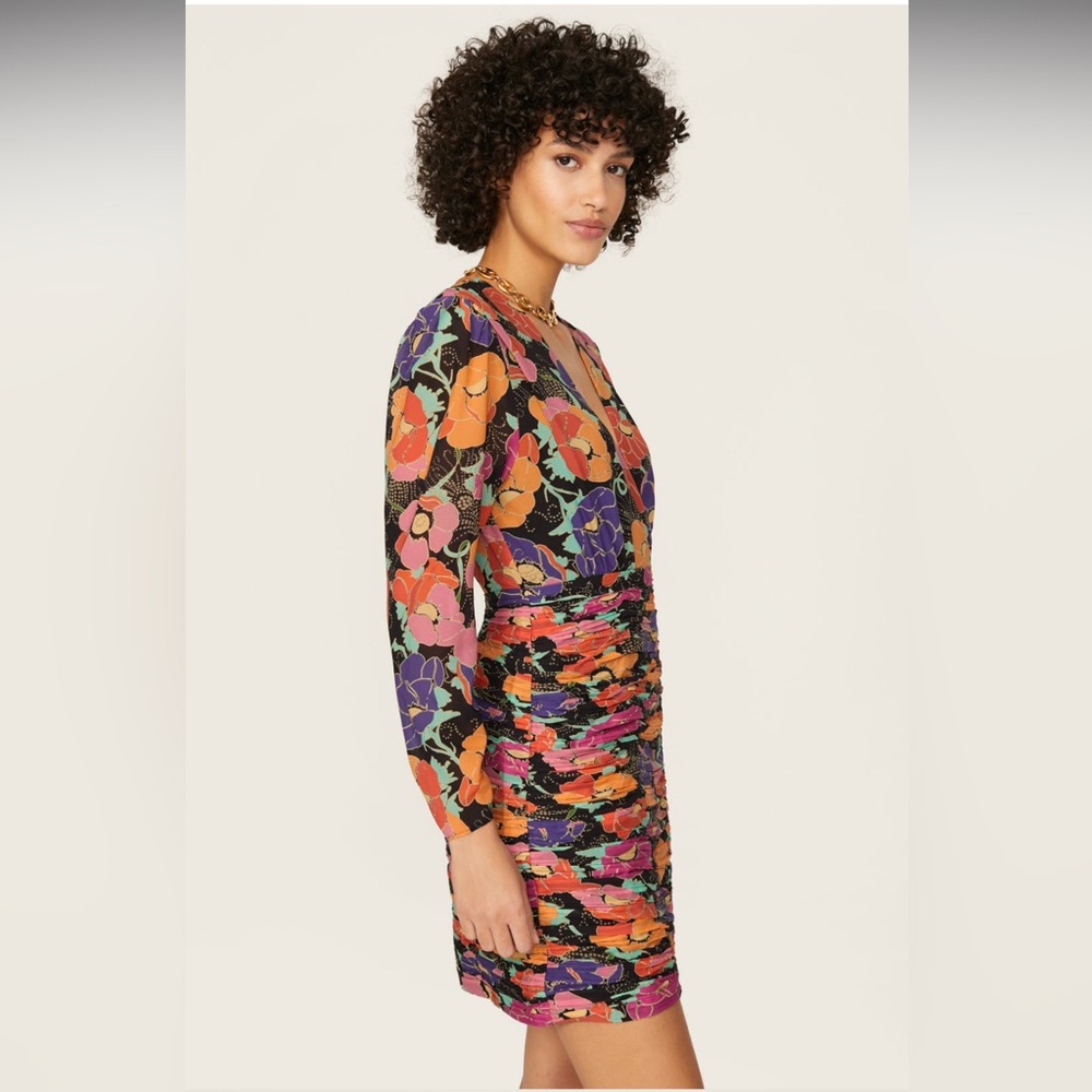 RIXO Golden Floral Multicolor Dress